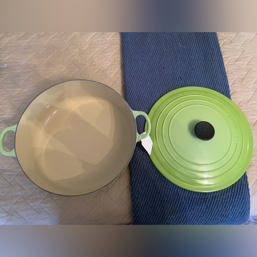 Le Creuset nwt vibtage kiwi risotto pot 6.85 quart France cast iron
